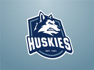 HUSKIES MASCOT LOGO animal badass branding college design dog doggy esport gaming graphic design huskies illustration illustrator logo mascot mascot logo siberian husky sport wolf wolves