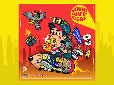 Nouns Fun'd' Ideas character emblem graphic design illustration kualalumpur logo malaysia mascot stickers vector
