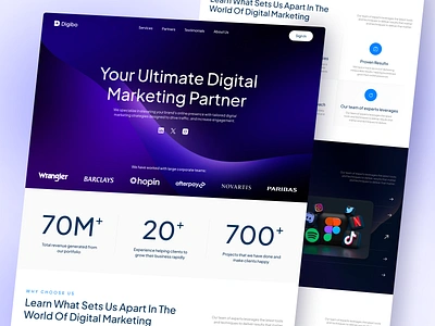 Digibo - Digital Marketing Landing Page agency agency landing page clean design digital agency digital marketing digital marketing agency landing page marketing marketing agency ui ui design uiux ux web web design website website design