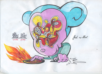 wild fire design disney drawing hip hop mickey mouse tshirt uniqlo watercolor