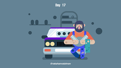 Day 17 of the Daily flat design challenge on mechanic workshop challenge day 17 design flat design illustration illustrator mechanic