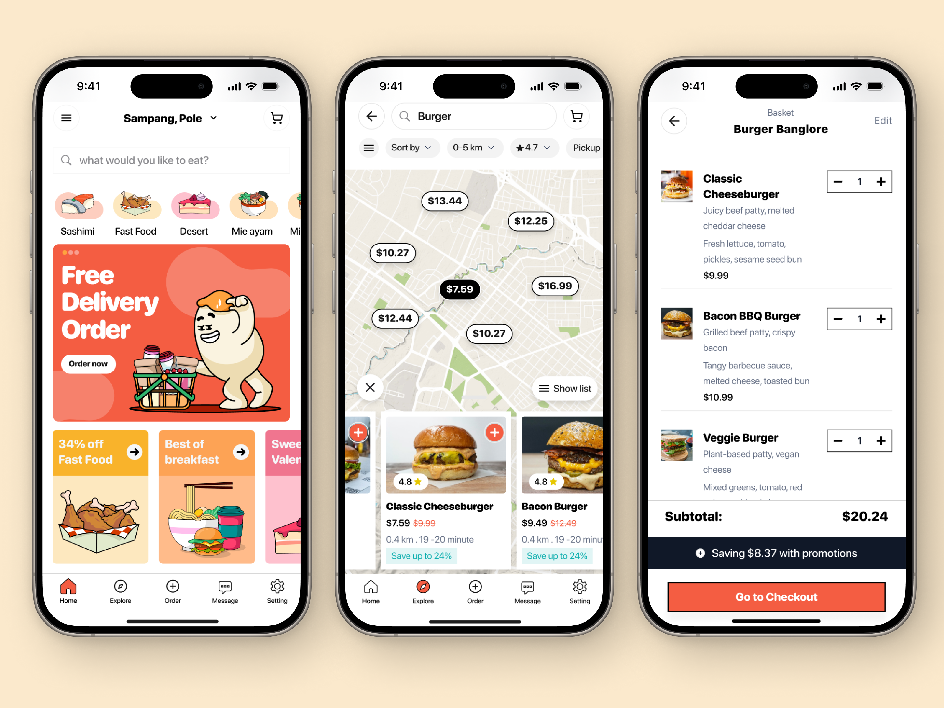 BiteBliss - Mobile App brand identity branding character ui cute cute character delivery app food app food branding food delivery food mascot fun illustration ui ui character ui illustration ux illustration