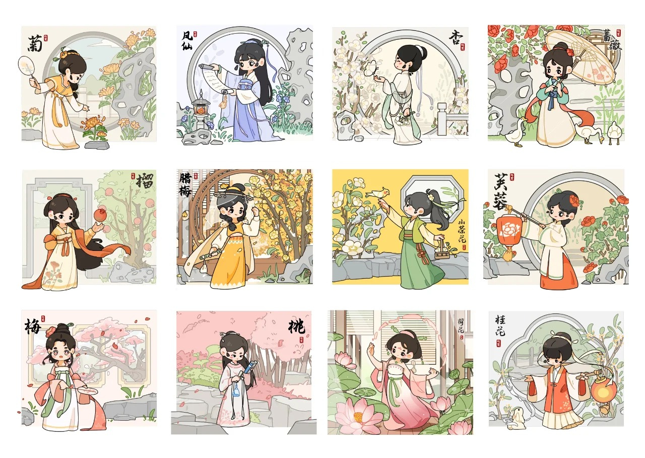 The 12 floras chrysanthemum flower lotus the 12 floras