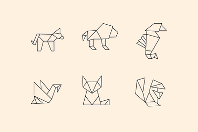 Animal Origami Line Illustration Collection canva graphic