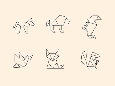 Animal Origami Line Illustration Collection canva graphic