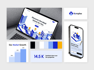 Komplex - Real Estate Branding adobe illustrator agency bento branding color palette design graphic design guideline illustration isometric logo real estate ui vector