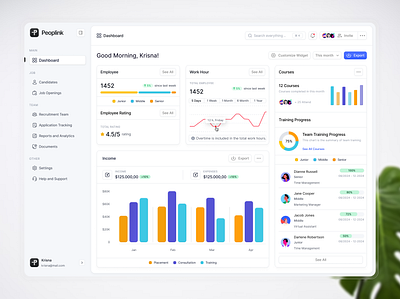 Peoplink HR Management - Dashboard app branding dashboard design figma graphic design hr management illustration light mode logo mockup saas ui ui design