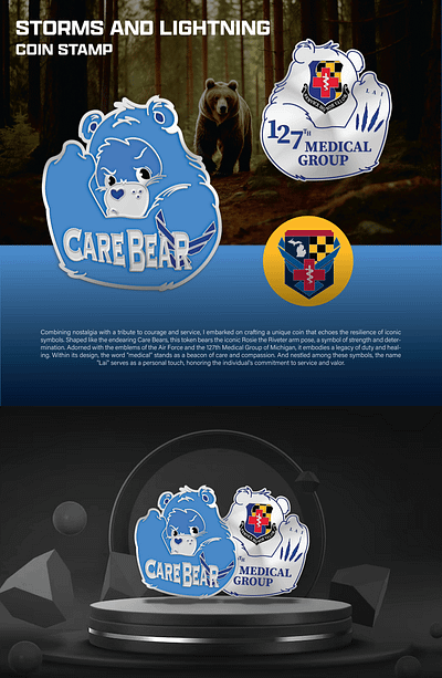 CARE BEAR MEDICAL COIN 3d animation branding coin comemorative crypto design graphic design illustration logo ui