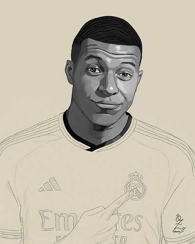 Mbappe Real Madrid Portrait Sketch Fanart art arte boceto design dibujo digitalart drawing fanart football futbol illustration mbappe ozgaleano portrait real madrid retrato sketch