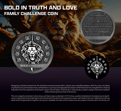 BOLD IN TRUTH AND LOVE FAMILY CHALLENGE COIN 3d animation branding coin comemorative crypto design graphic design illustration logo ui