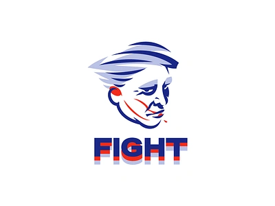 FIGHT character illustration logo trump