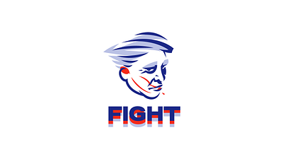 FIGHT character illustration logo trump