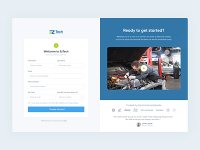 EZ Tech Signup/Login Page login loginpage signup signuppage ui uiux design webdesign