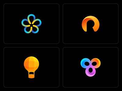 Gradients Logo Designs Part 3 branding dark mode digital flower fly fresh gradient logo mihai dolganiuc design modern new portal startup triad vibrant web3