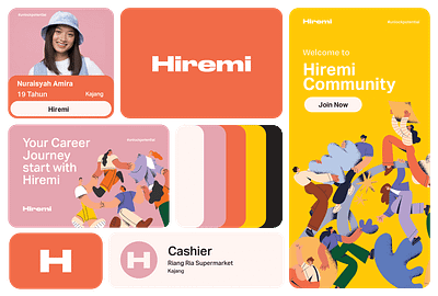 Hiremi App Look & Feel - Bento Presentation bento design graphic design layout logo mobile mobile apps ui visual design