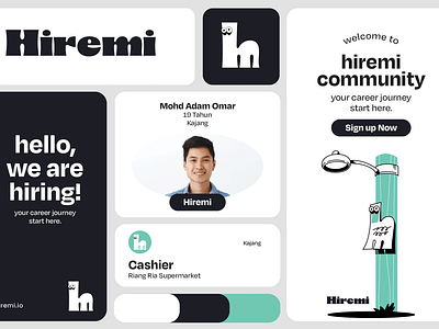 Hiremi App Look & Feel - Bento Presentation design layout logo mobile apps ui visual design