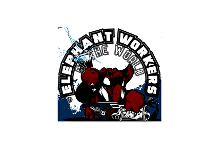 ELEPHANT WORKERS OF THE WORLD animals anti capitalism brand capitalism elephants fantasy fight hammer labor logo radical revolution union workers