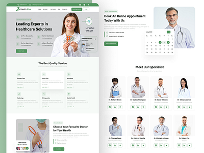 | Health Plus | Medical Health Care Landing Page appointment clinic web design design doctor web figma design health care design hospital ux ui landing page landing page design medical web medicine online health care pharmacy ui ui design ui ux design ui website design ux ux ui website web design
