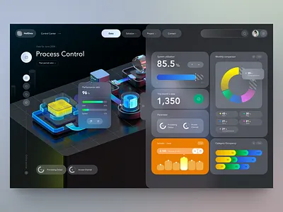 HeliData - Data Visualization UI Interface 3d c4d charts dashboard data frosted glass graphic design icon interface process tables technology transparency ui web