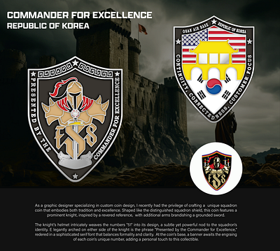 COMMANDER FOR EXCELLENCE REPUBLIC OF KOREA 3d animation branding coin comemorative crypto design graphic design illustration logo ui