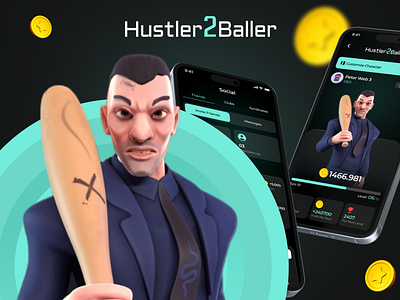 Hustler2Baller app design logo design typography ui ux