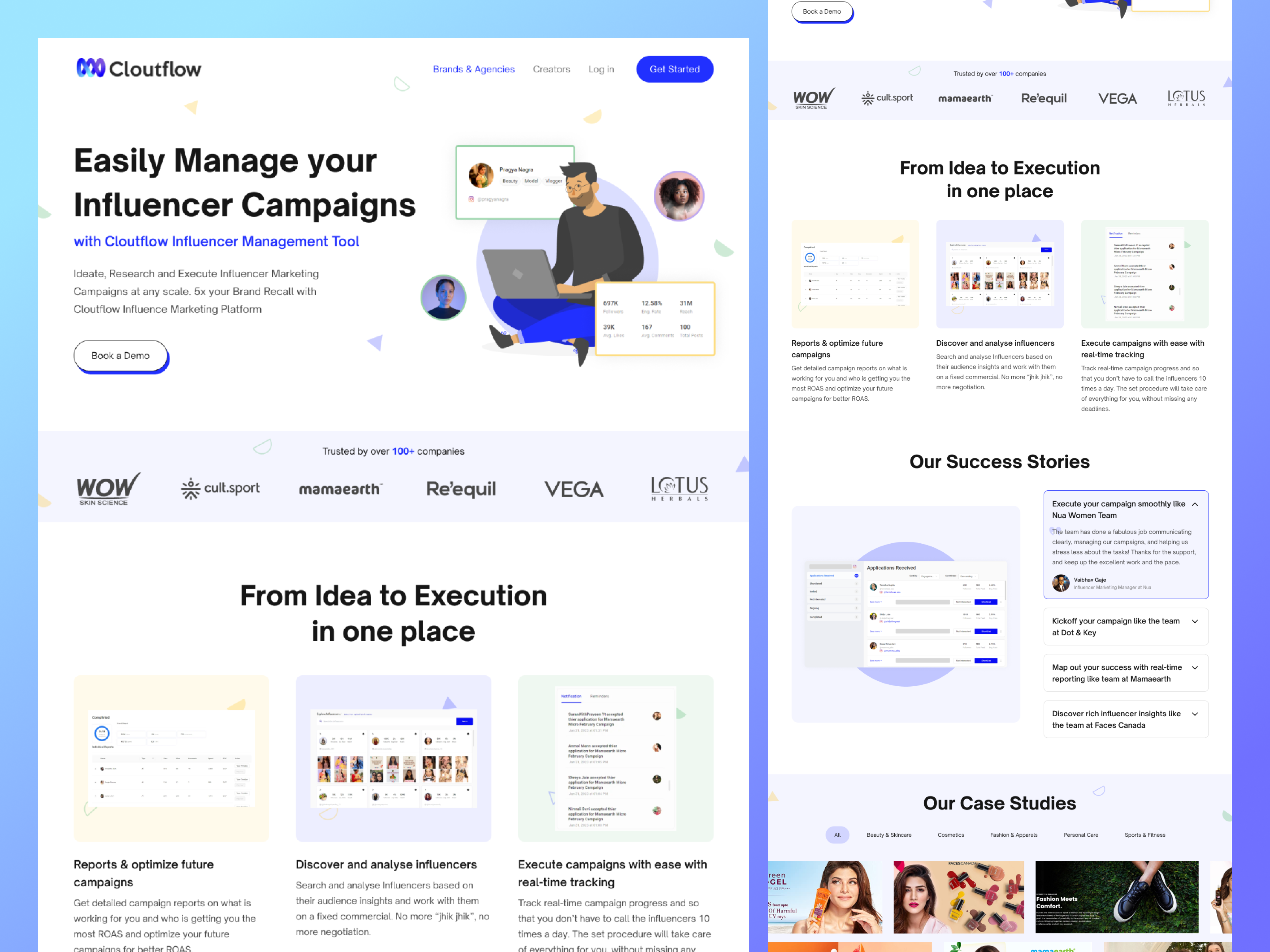 Landing Page UI/UX Redesign Case Study - Cloutflow Platform adobe xd blue color case study uiux figma landing page landing page redesign landing page ui landing page ux landing ui landing ux modern landing page saas platform saas website trending web design ui design ux design web design website case study website design