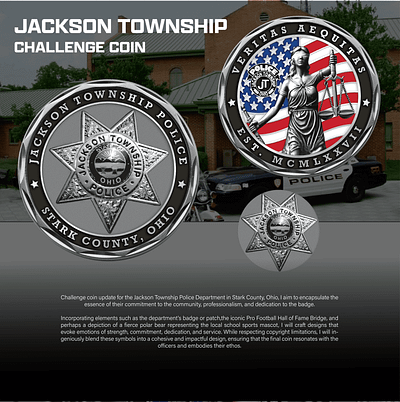 JACKSON TOWNSHIP CHALLENGE COIN 3d animation branding coin comemorative crypto design graphic design illustration logo ui