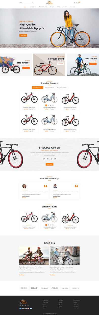 Bicycle website Design 3d animation banner bike brand branding cart footer graphic design logo motion graphics slider theme ui uiux weblayout website