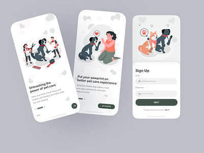 Pet care Splash screen 2024 trends branding dog app health care illustration mobile pet splash ui