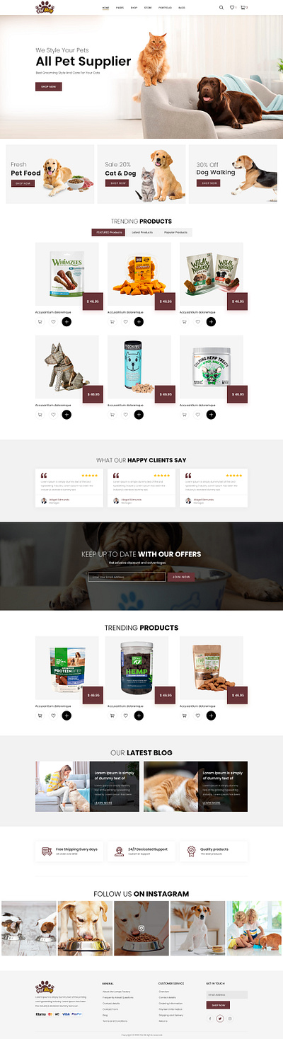 Pet Shop Website Design 3d banner branding design graphic design illustration logo motion graphics pet shop ui vector website