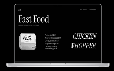 Fast Food Calorie Checker for Minimalists fastfood food ui webstie