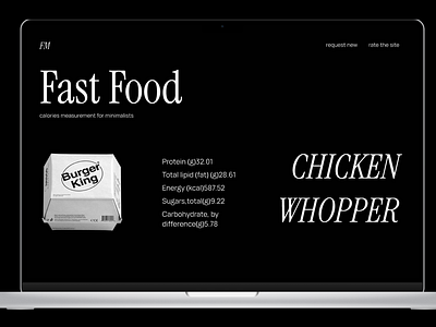 Fast Food Calorie Checker for Minimalists fastfood food ui webstie