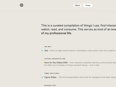 Portfolio - Things minimal minimalistic personal portfolio typography ui