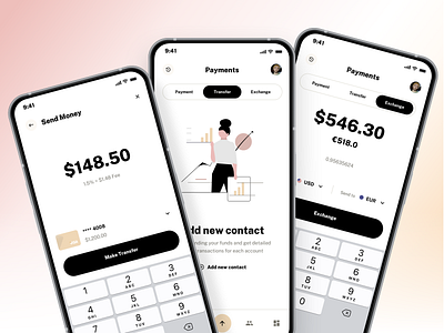 Payment and Money Transfer screen app bank banking finance fintech inspiration mobile app template money transfer pay payment payments paypal product design transfer ui ui kit ux wise
