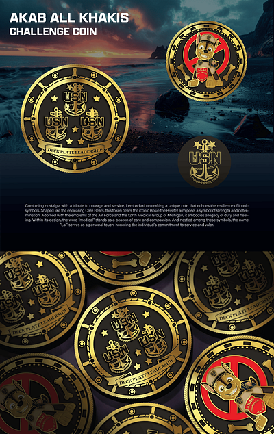 AKAB ALL KHAKIS CHALLENGE COIN 3d animation branding coin comemorative crypto design graphic design illustration logo