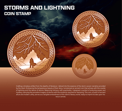 STORMS AND LIGHTNING COIN STAMP 3d animation branding coin comemorative crypto design graphic design illustration logo ui