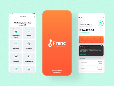 Franc Investment app app design branding design illustration ui ux vector