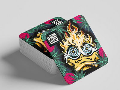 Coasters for El Pato Loco agave bar branding coaster dia de muertos duck floral illustration logo mexican food restaurant vector art