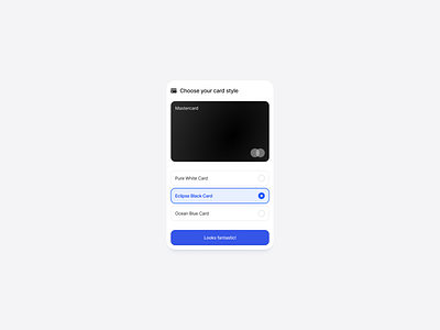 Radio button app card credit card interface minimal minimal design mobile radio button ui ux web website