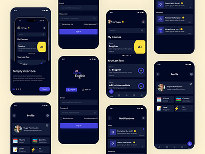 Learn English mobil app app branding design figma illustration learnenglish mobilapp mobileapp motion graphics ui uiux ux