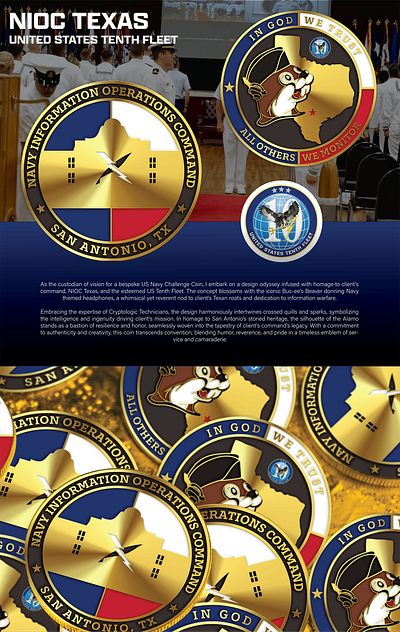 NIOC TEXAS UNITED STATES TENTH FLEET 3d animation branding coin comemorative crypto design graphic design illustration logo ui