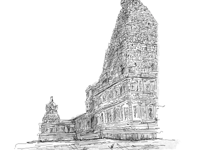 Tamil Temple graphic design illustration