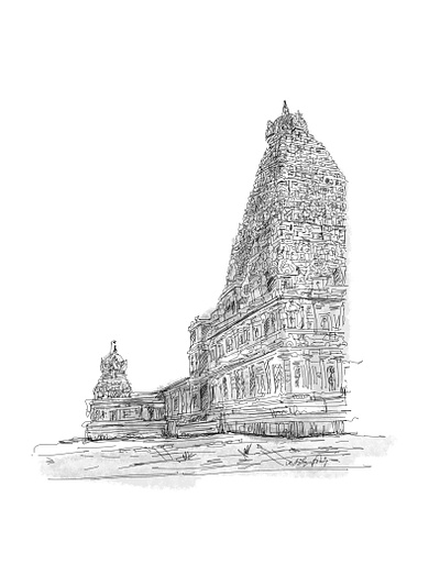 Tamil Temple graphic design illustration