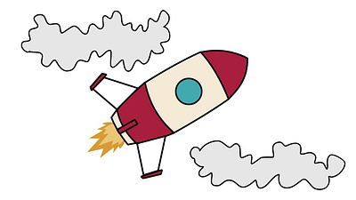 Cartoon rocket flying through the clouds airplane cartoon clouds digital art digital drawing digital illustration flying rocket graphic design illustration krita plane rocket space vector vector art