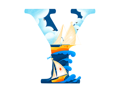 Y 36 days of type character design concept design digital art digital illustration flat vector illustration yacht