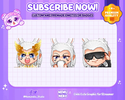 💛CUSTOM CHIBI EMOTES💛 animation branding chibi emotes custom design cute emotes design graphic design illustration logo streamer twitch emotes