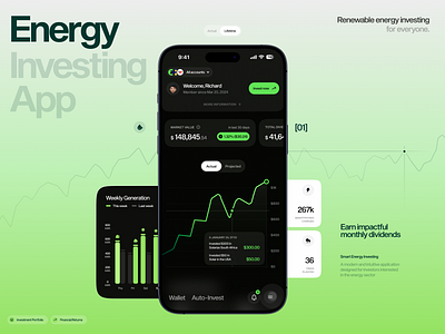 Stock Trading App app branding crypto cryptocurrency defi energy finance financial financial app graph green invest app investing investment mobile saas stock trading app stocks trading wallet