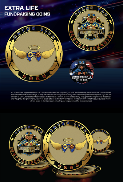 EXTRA LIFE FUNDRAISING COINS 3d animation branding coin comemorative crypto design graphic design illustration logo ui