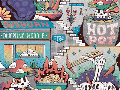 Hot Pot Noodle branding design illustration lettering merch design skitchism t shirt typography ui vintage