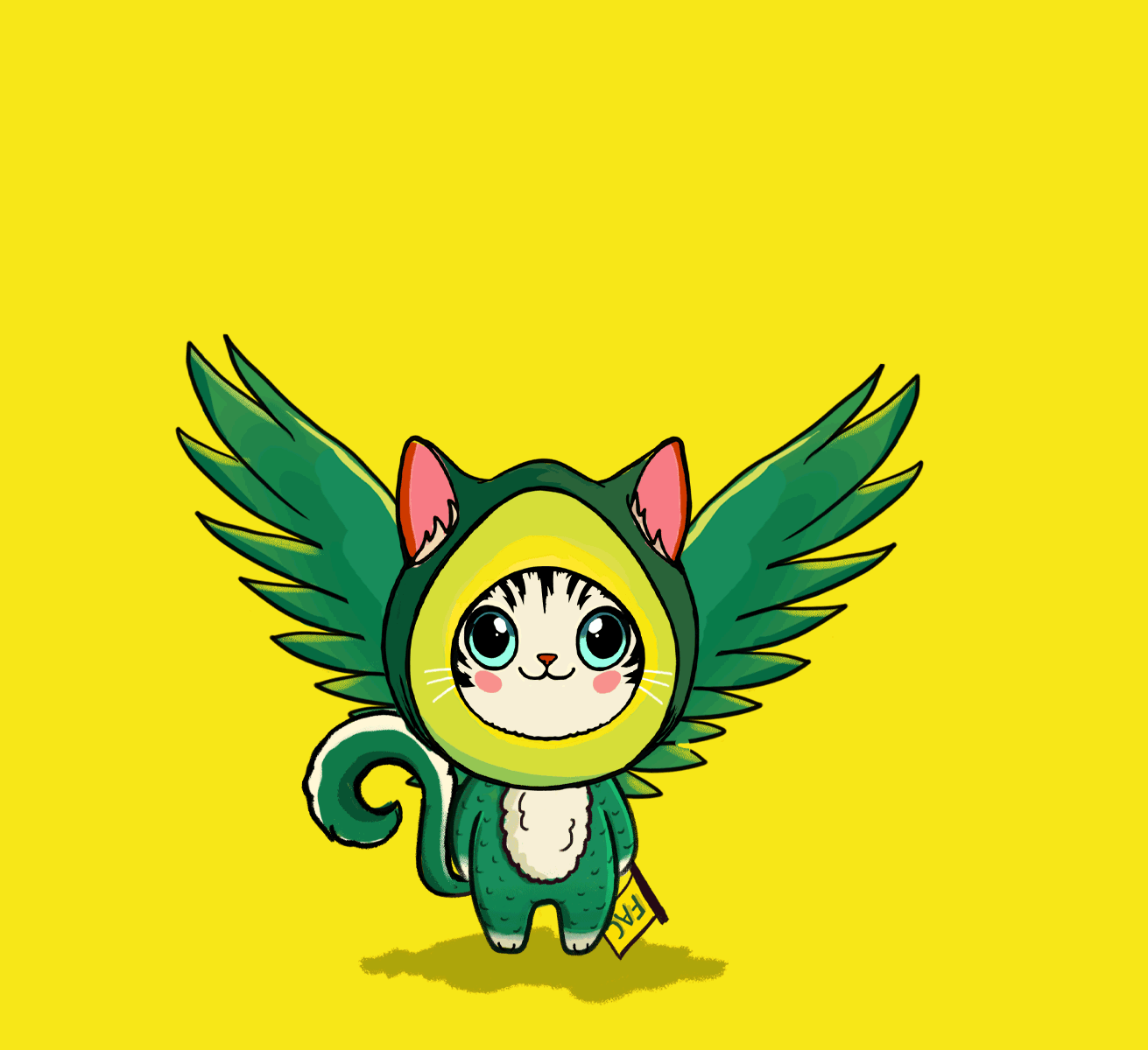 FAC'n Happy Flying Avocado Cat! animation cartoon cat drawing gif illustration jumping loop motion wings yellow
